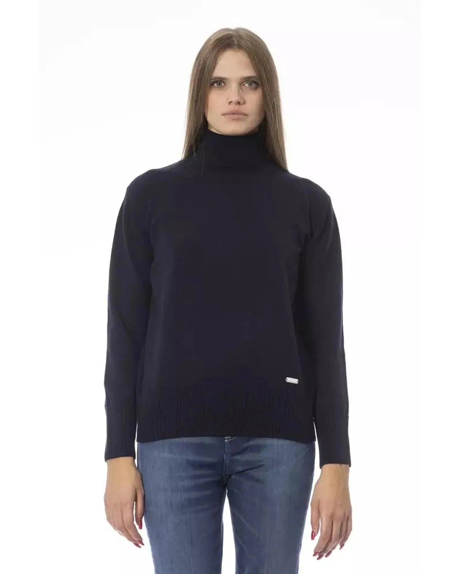 Baldinini Trend Women's Blue Wool Sweater - 40 IT - Scarlett Rolling