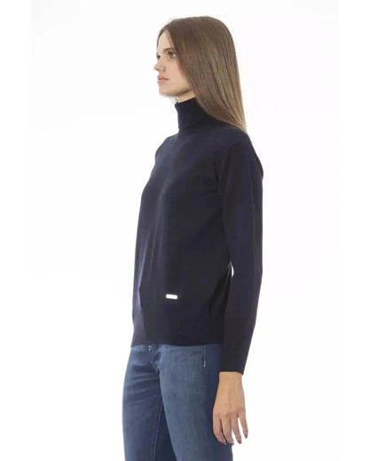 Baldinini Trend Women's Blue Wool Sweater - 40 IT - Scarlett Rolling