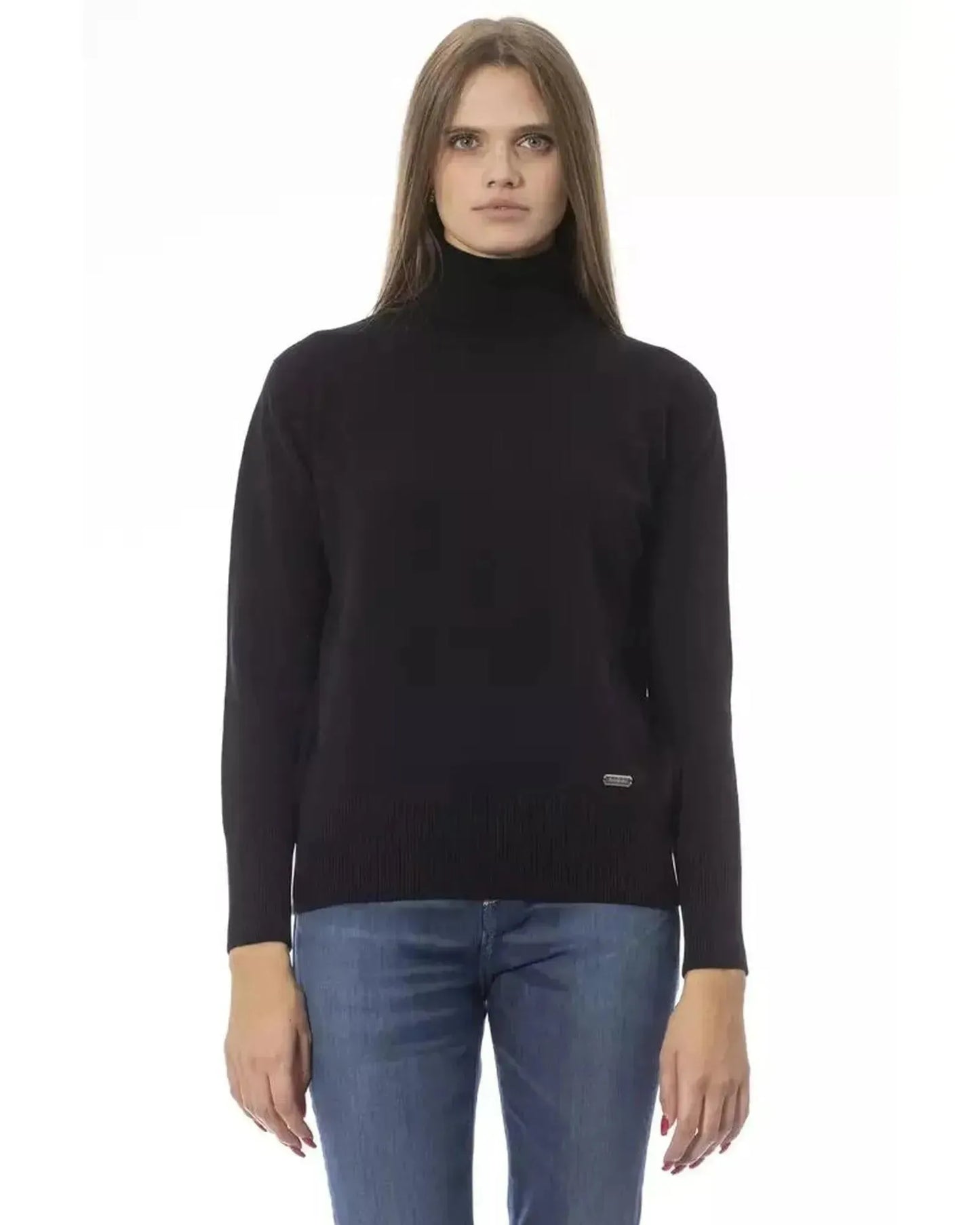 Baldinini Trend Women's Black Wool Sweater - 42 IT - Scarlett Rolling