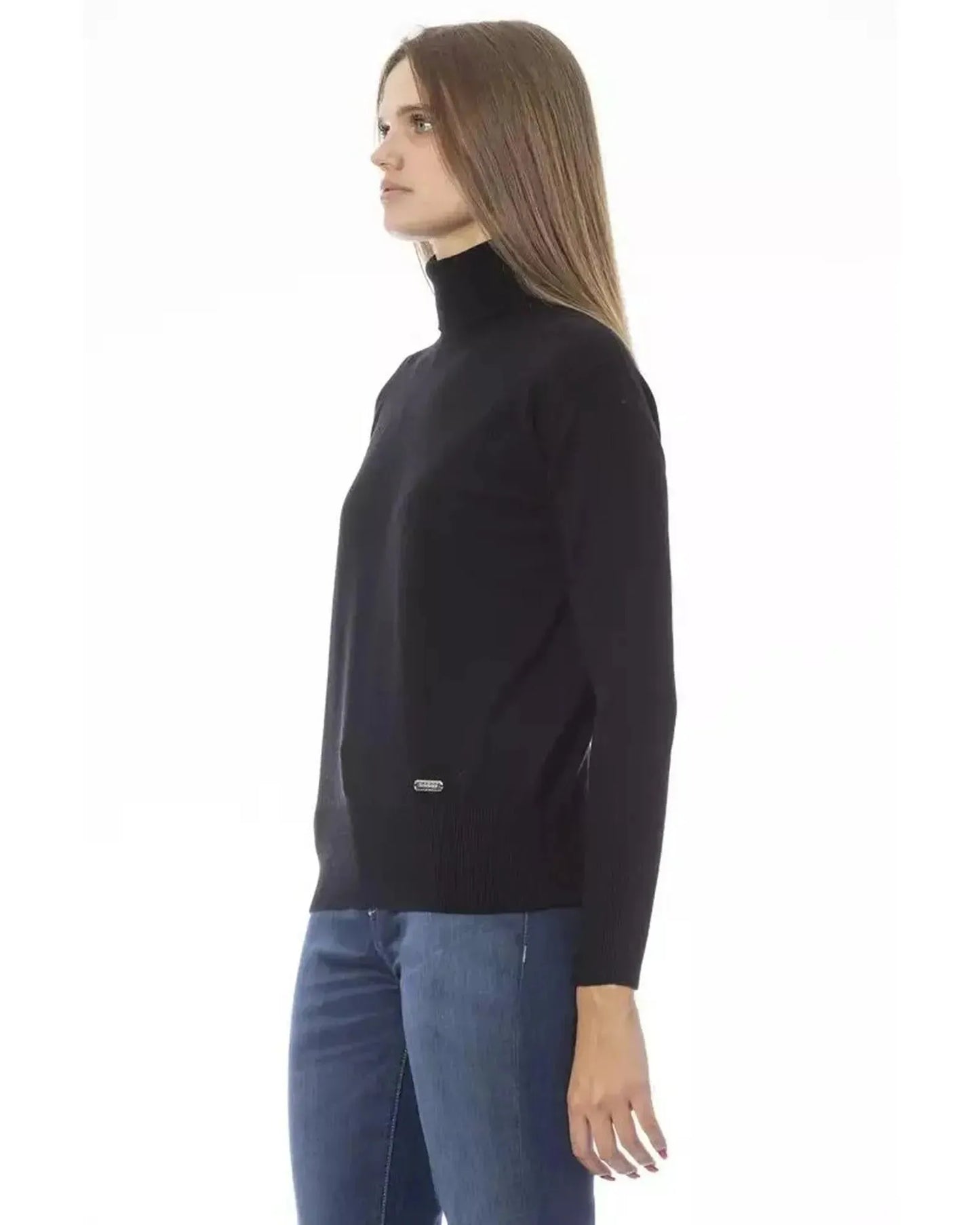 Baldinini Trend Women's Black Wool Sweater - 42 IT - Scarlett Rolling