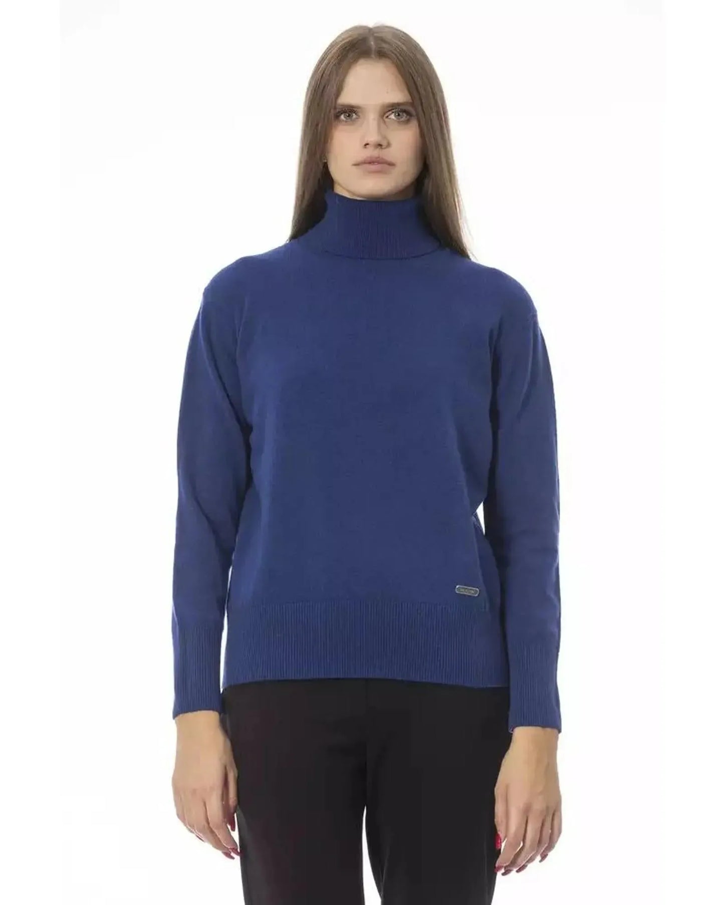 Baldinini Trend Women's Blue Wool Sweater - 42 IT - Scarlett Rolling