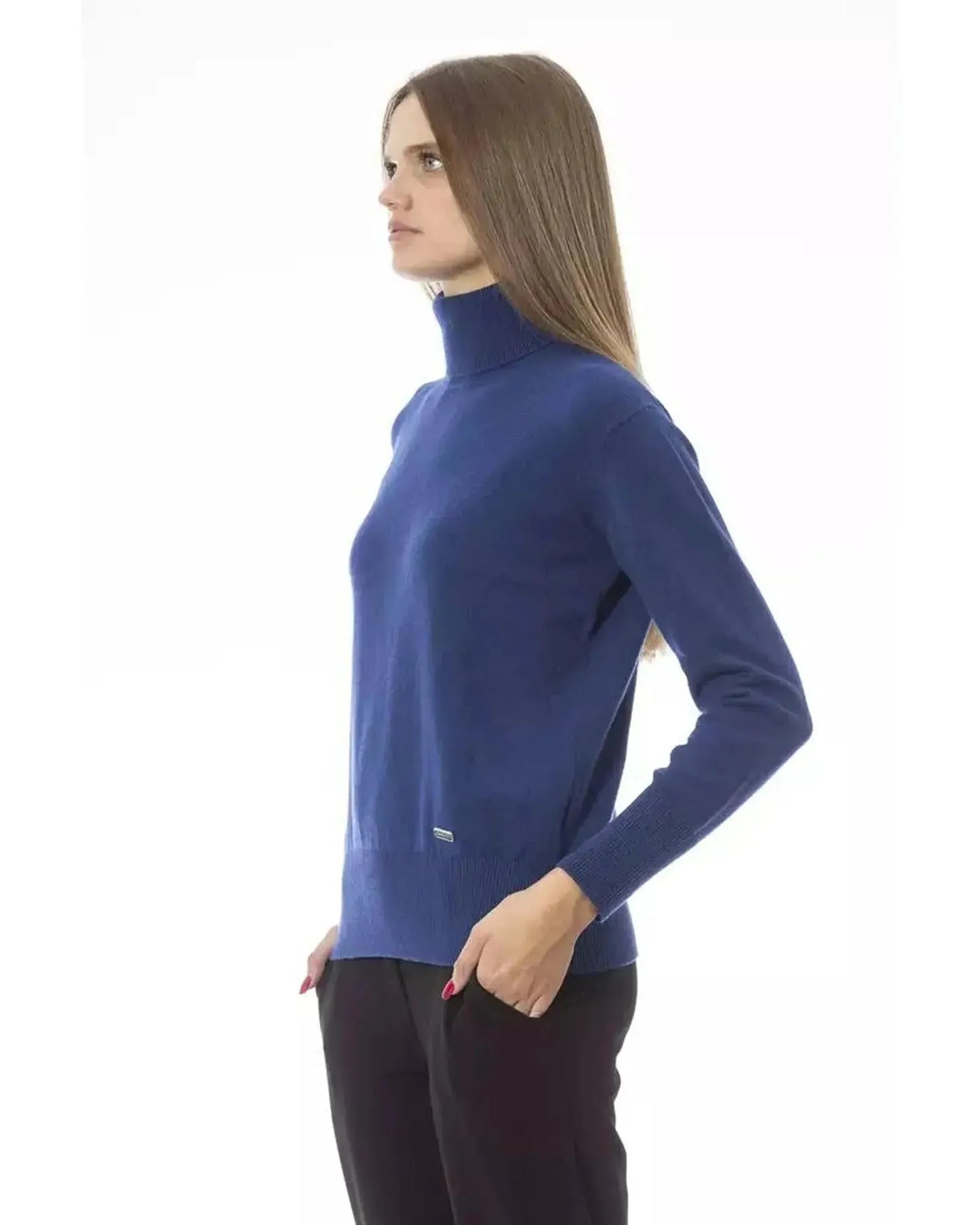 Baldinini Trend Women's Blue Wool Sweater - 42 IT - Scarlett Rolling