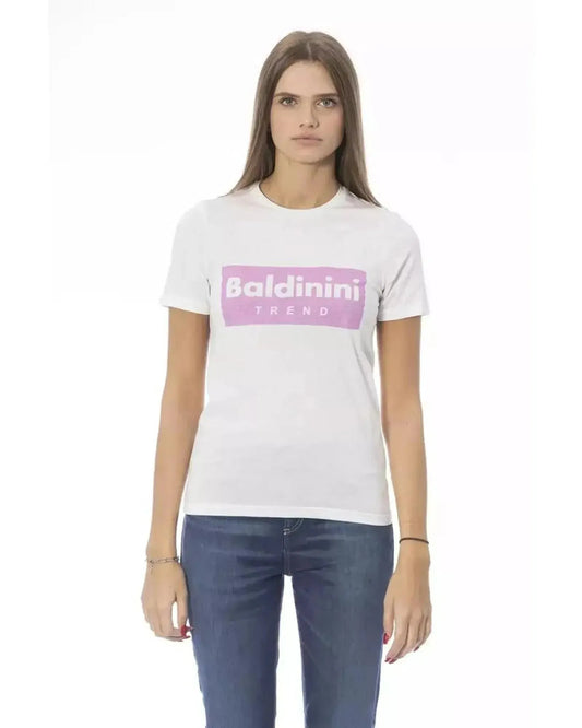 Baldinini Trend Women's White Cotton Tops & T-Shirt - L - Scarlett Rolling