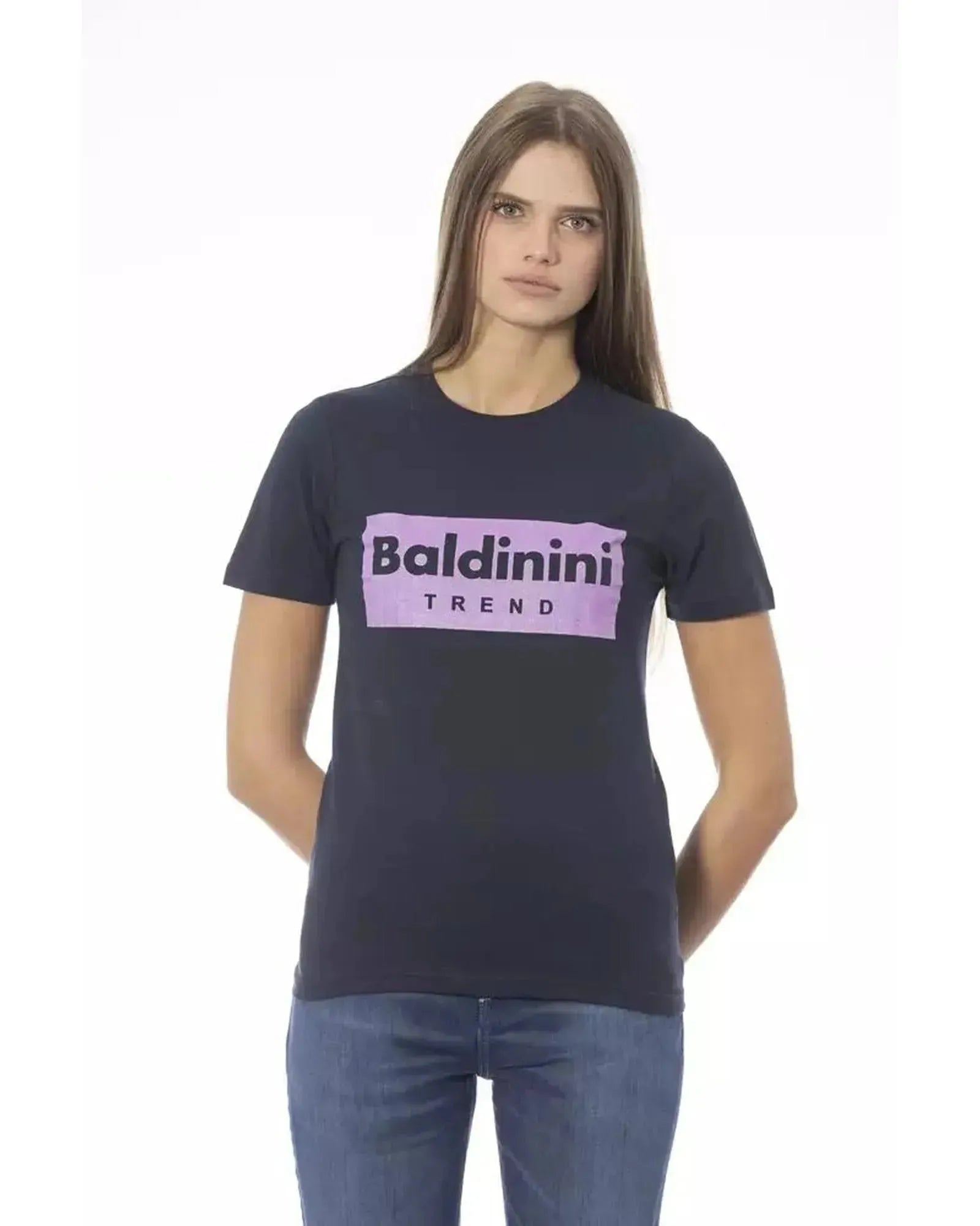 Baldinini Trend Women's Blue Cotton Tops & T-Shirt - L - Scarlett Rolling