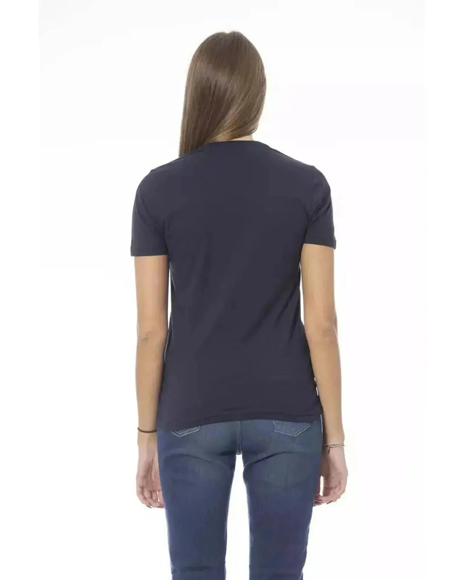 Baldinini Trend Women's Blue Cotton Tops & T-Shirt - M - Scarlett Rolling