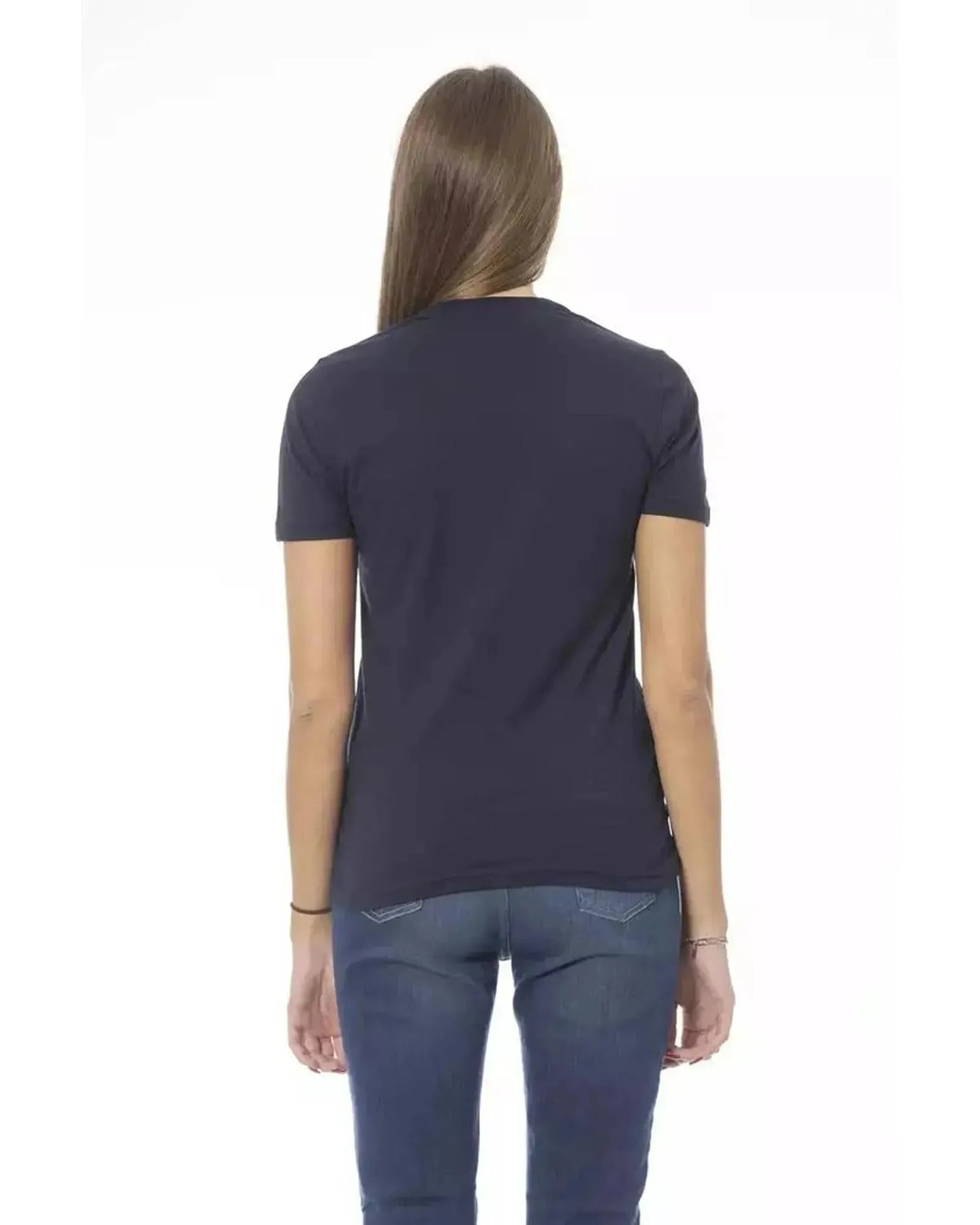 Baldinini Trend Women's Blue Cotton Tops & T-Shirt - S - Scarlett Rolling