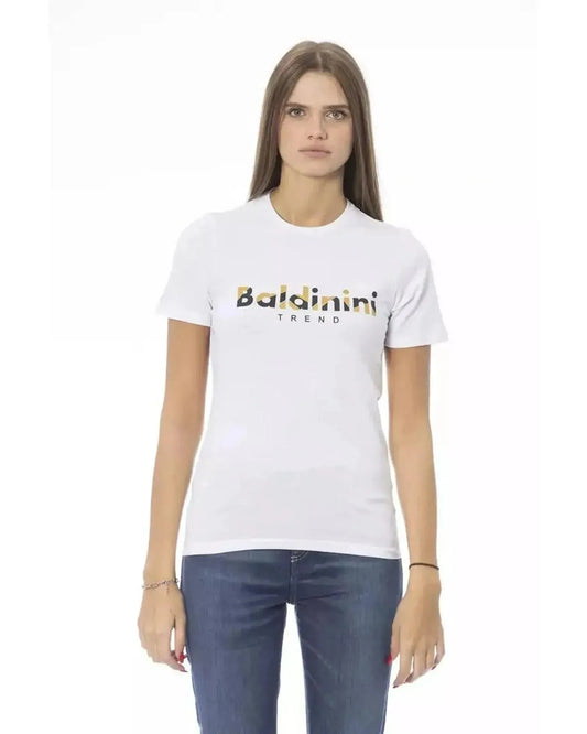 Baldinini Trend Women's White Cotton Tops & T-Shirt - L - Scarlett Rolling