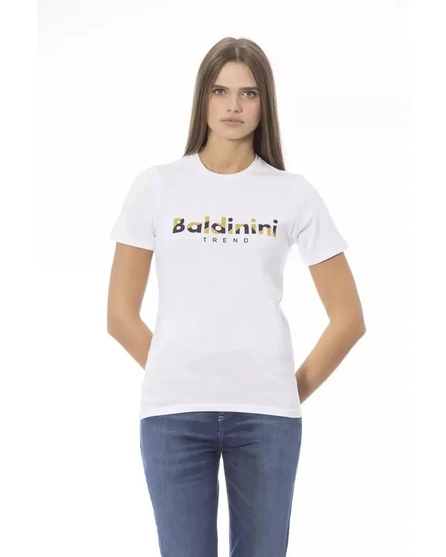 Baldinini Trend Women's White Cotton Tops & T-Shirt - M - Scarlett Rolling