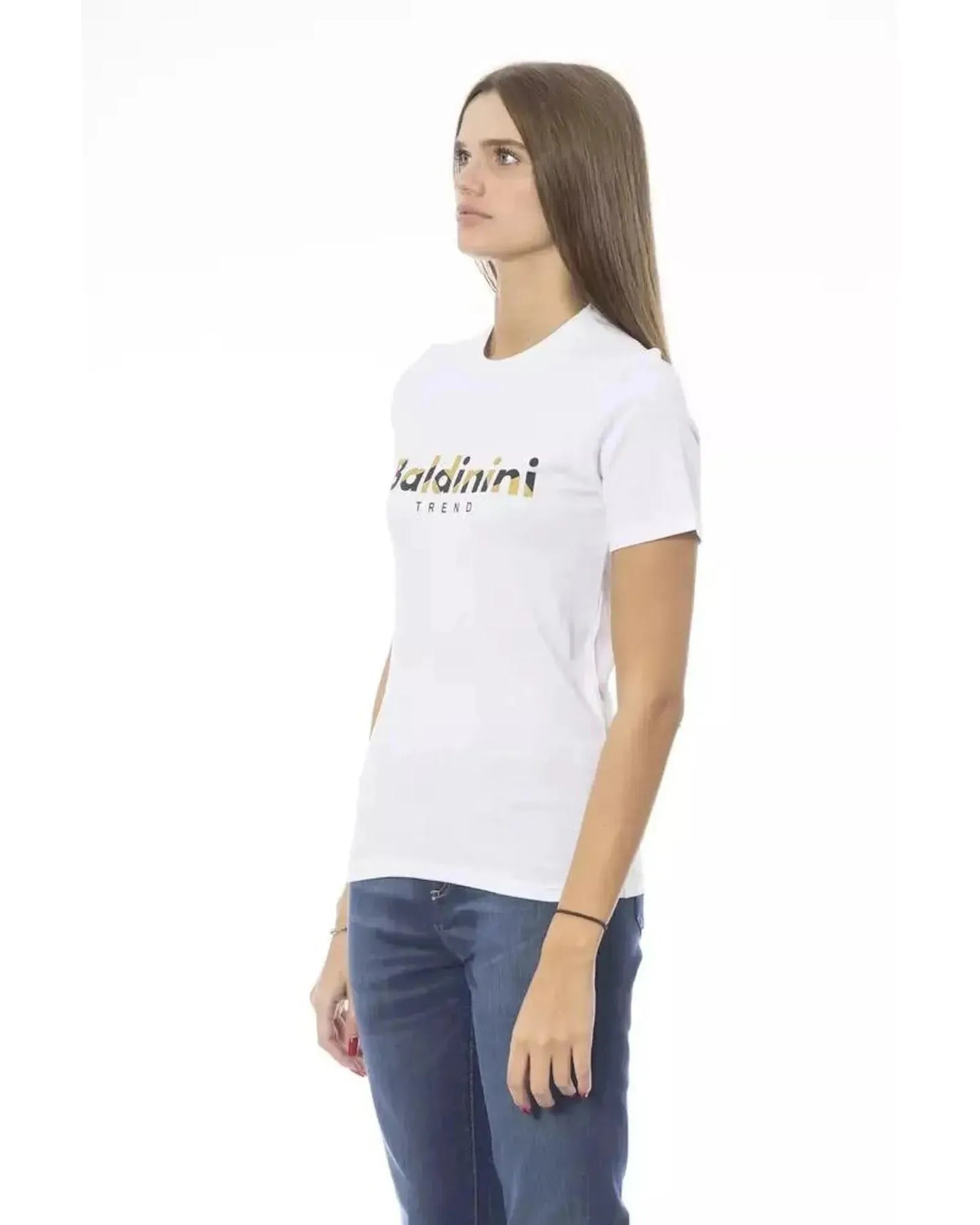 Baldinini Trend Women's White Cotton Tops & T-Shirt - M - Scarlett Rolling