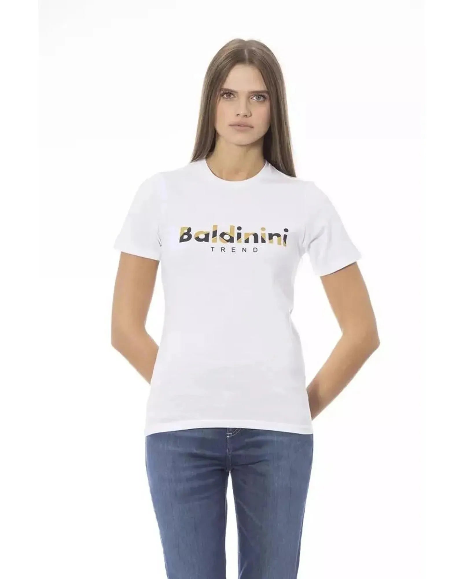 Baldinini Trend Women's White Cotton Tops & T-Shirt - S - Scarlett Rolling