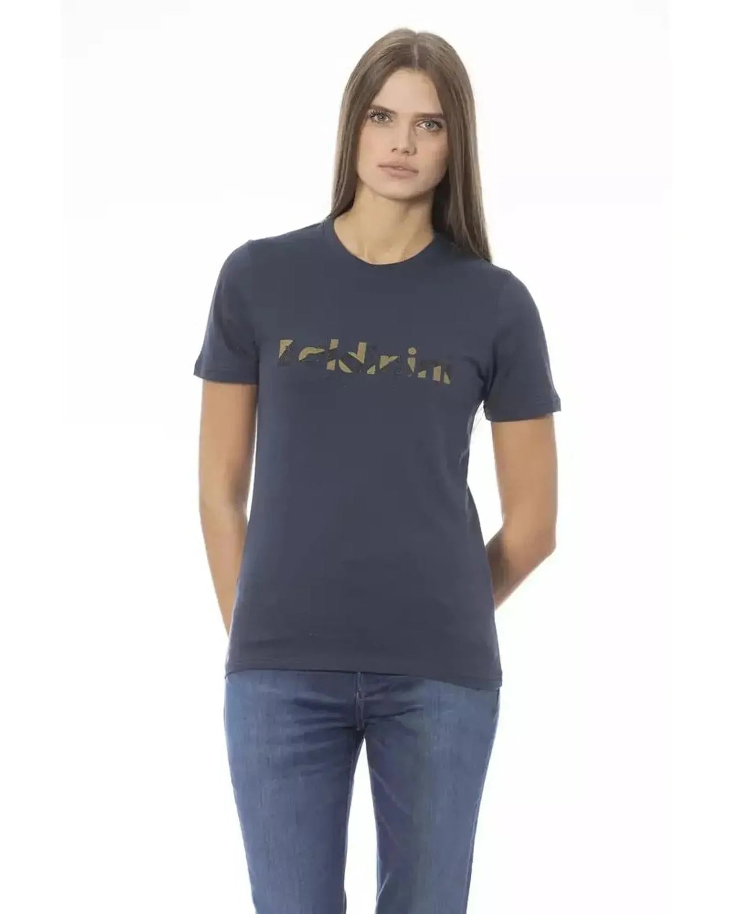 Baldinini Trend Women's Blue Cotton Tops & T-Shirt - L - Scarlett Rolling