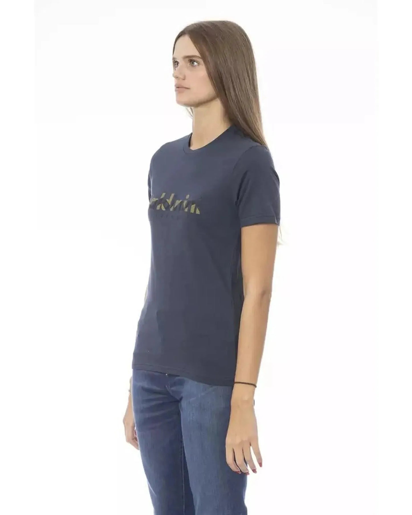 Baldinini Trend Women's Blue Cotton Tops & T-Shirt - L - Scarlett Rolling