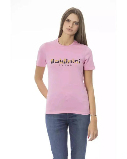 Baldinini Trend Women's Pink Cotton Tops & T-Shirt - M - Scarlett Rolling