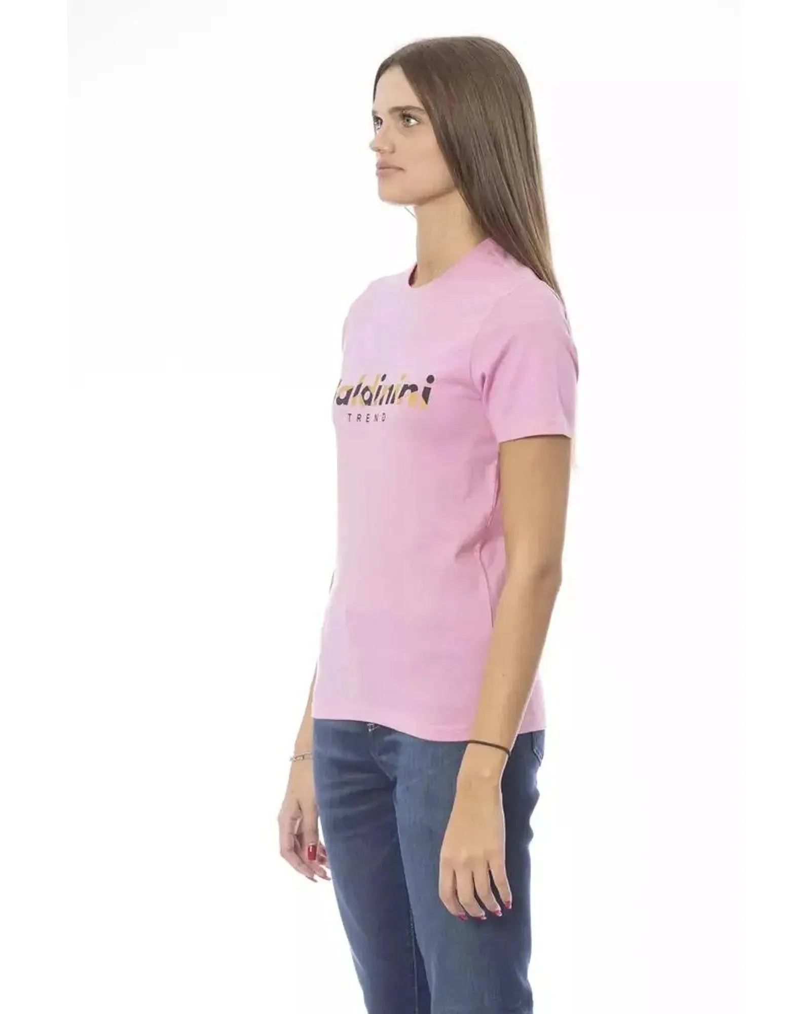 Baldinini Trend Women's Pink Cotton Tops & T-Shirt - M - Scarlett Rolling