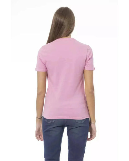 Baldinini Trend Women's Pink Cotton Tops & T-Shirt - M - Scarlett Rolling