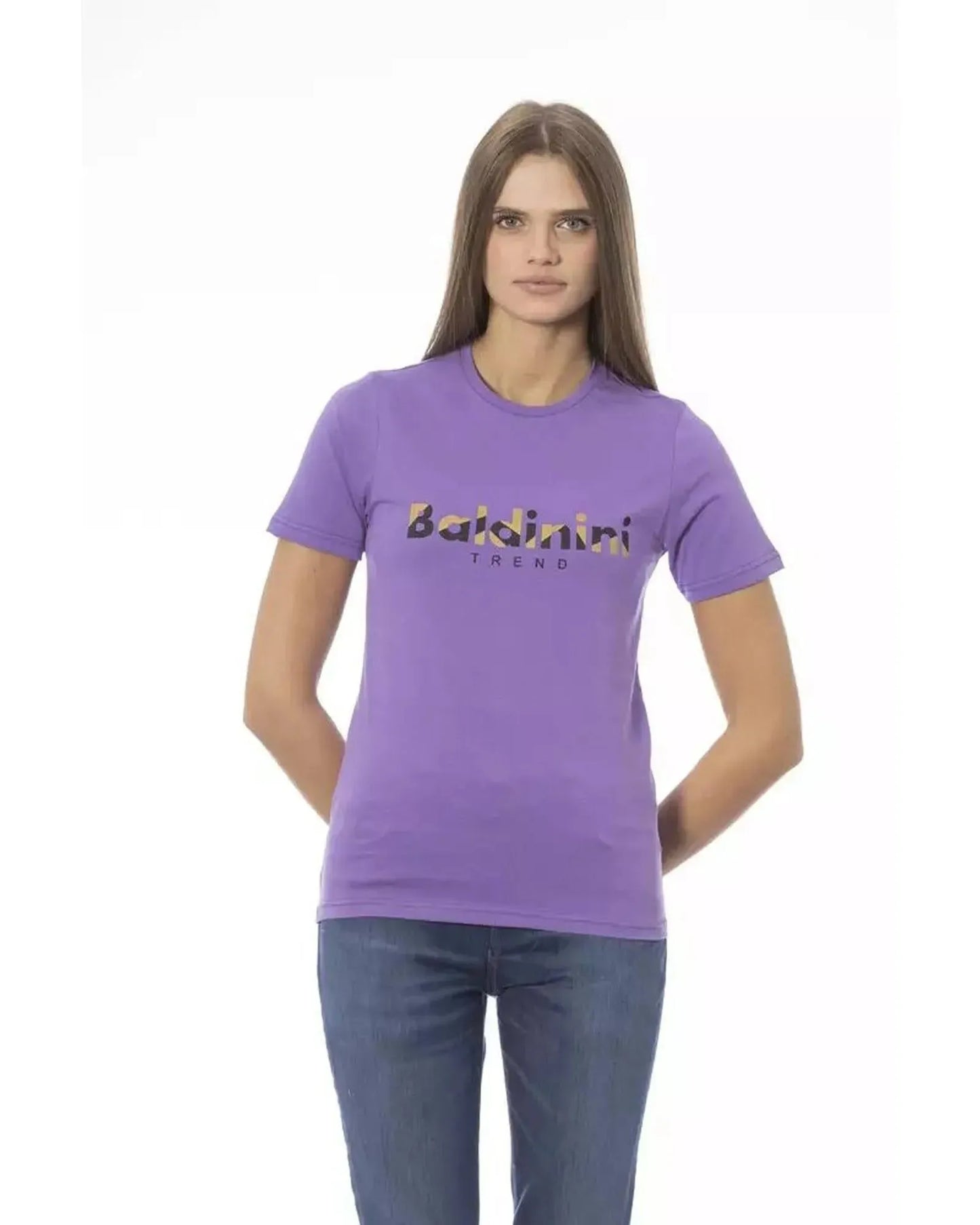 Baldinini Trend Women's Purple Cotton Tops & T-Shirt - L - Scarlett Rolling