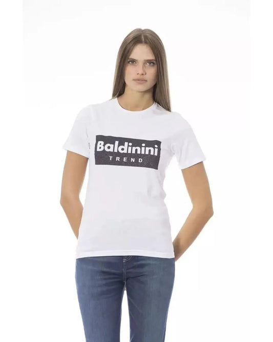 Baldinini Trend Women's White Cotton Tops & T-Shirt - L - Scarlett Rolling