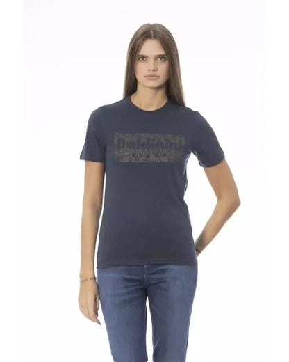 Baldinini Trend Women's Blue Cotton Tops & T-Shirt - M - Scarlett Rolling