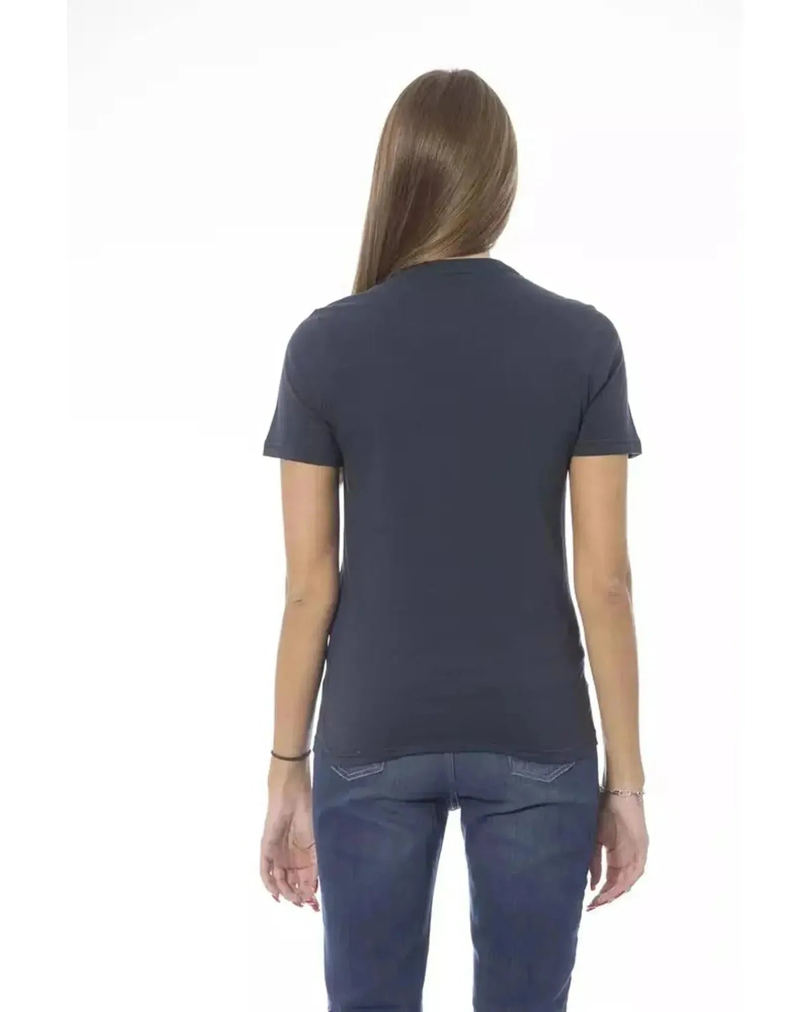 Baldinini Trend Women's Blue Cotton Tops & T-Shirt - M - Scarlett Rolling