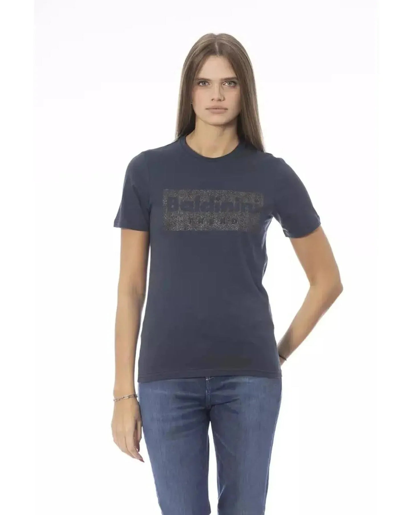 Baldinini Trend Women's Blue Cotton Tops & T-Shirt - S - Scarlett Rolling