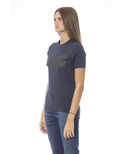 Baldinini Trend Women's Blue Cotton Tops & T-Shirt - XL - Scarlett Rolling