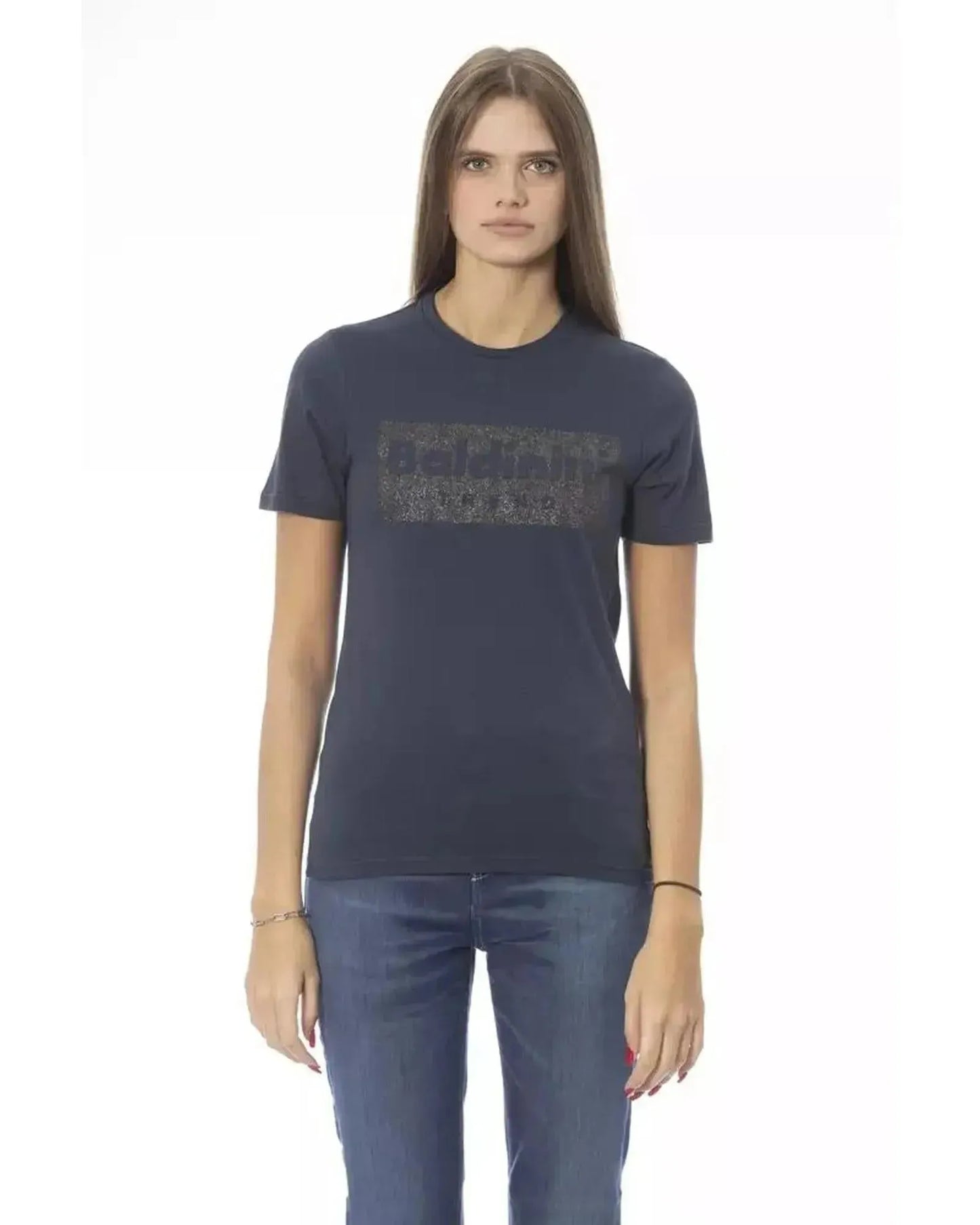 Baldinini Trend Women's Blue Cotton Tops & T-Shirt - XS - Scarlett Rolling