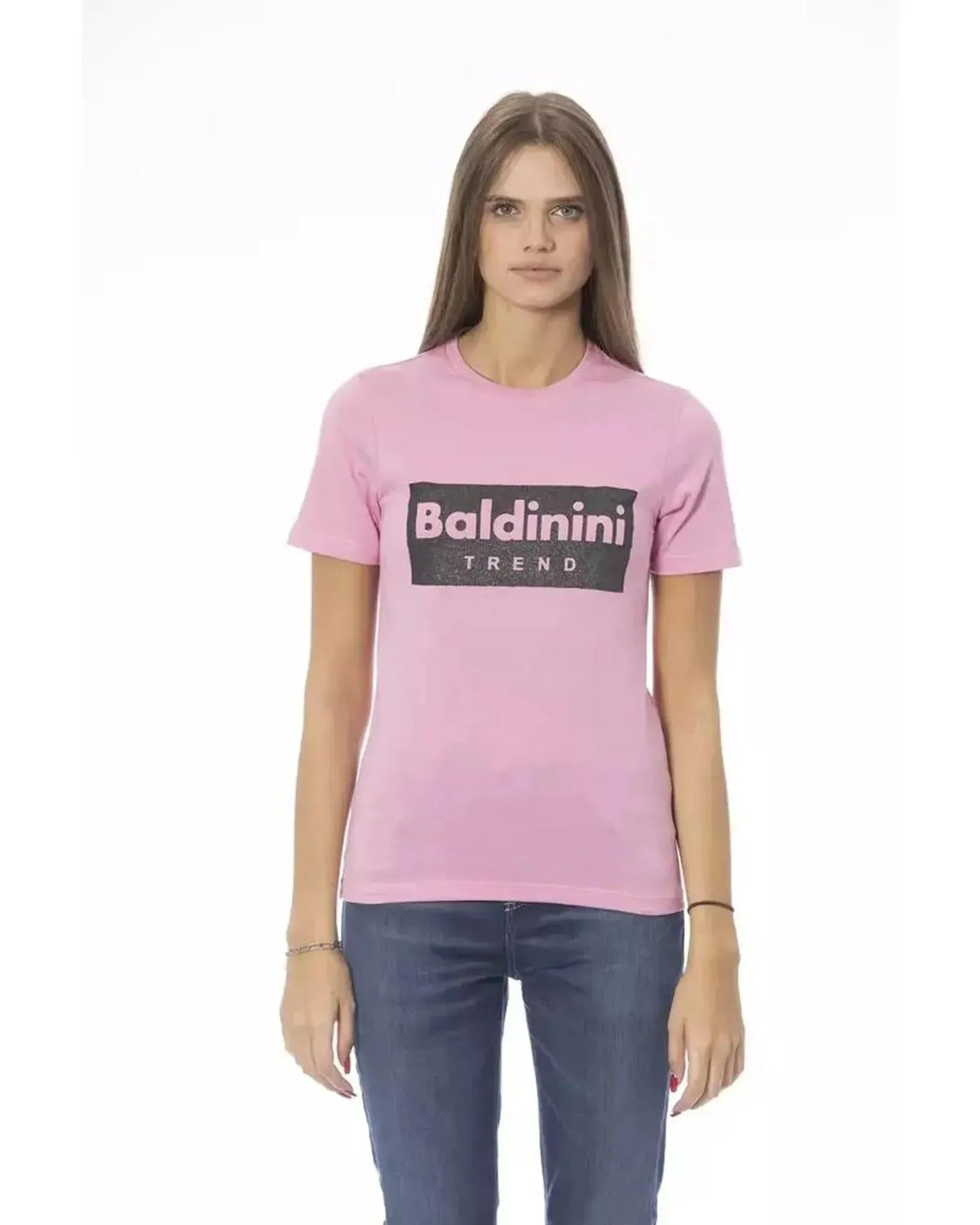 Baldinini Trend Women's Pink Cotton Tops & T-Shirt - M - Scarlett Rolling