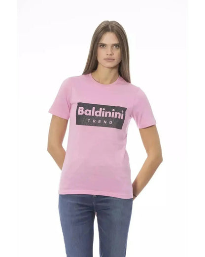 Baldinini Trend Women's Pink Cotton Tops & T-Shirt - M - Scarlett Rolling