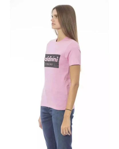 Baldinini Trend Women's Pink Cotton Tops & T-Shirt - M - Scarlett Rolling