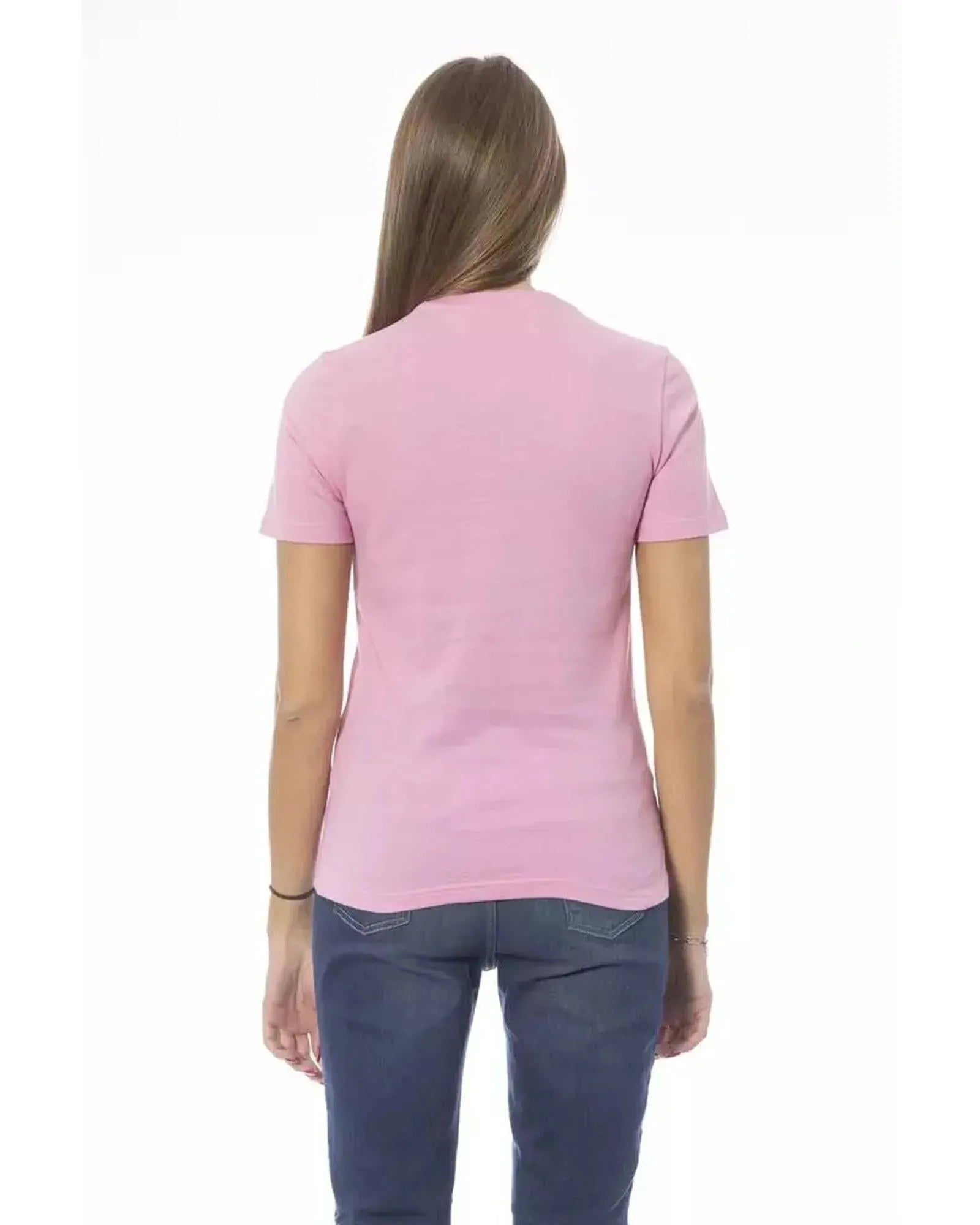 Baldinini Trend Women's Pink Cotton Tops & T-Shirt - M - Scarlett Rolling