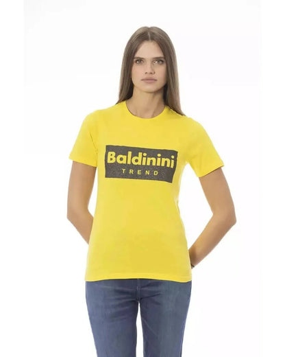 Baldinini Trend Women's Yellow Cotton Tops & T-Shirt - M - Scarlett Rolling