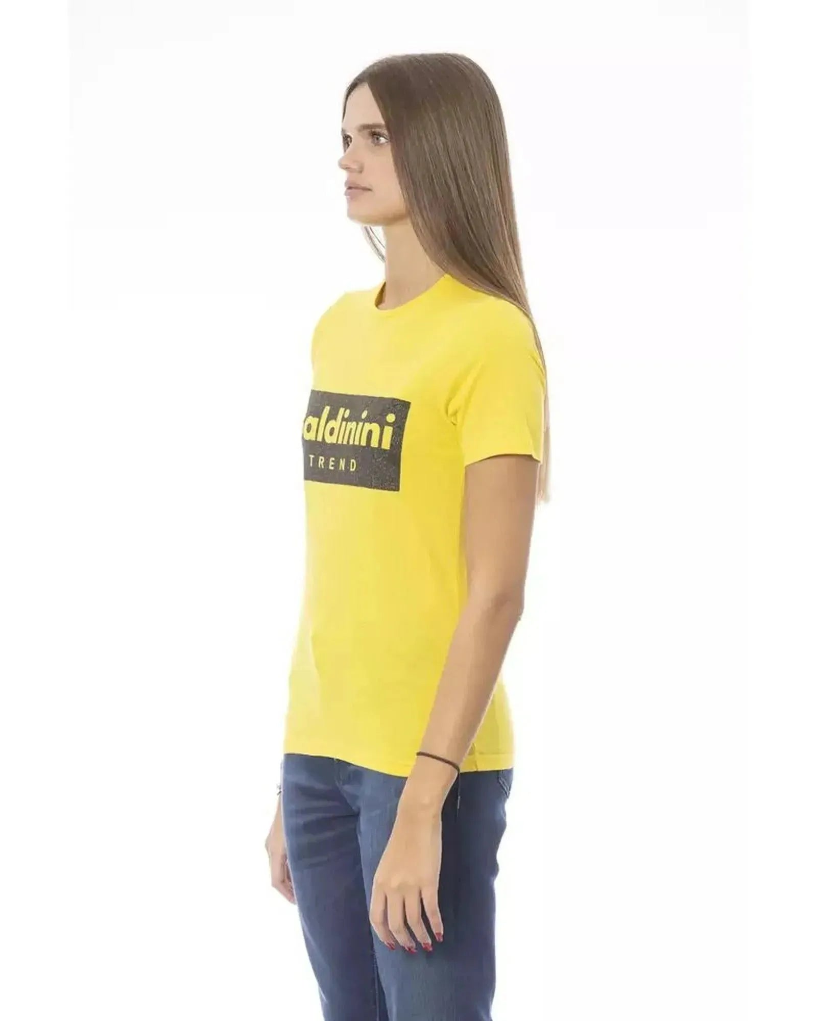 Baldinini Trend Women's Yellow Cotton Tops & T-Shirt - M - Scarlett Rolling