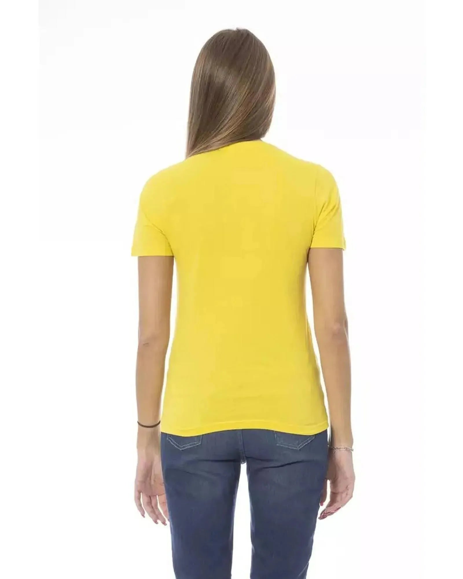 Baldinini Trend Women's Yellow Cotton Tops & T-Shirt - M - Scarlett Rolling