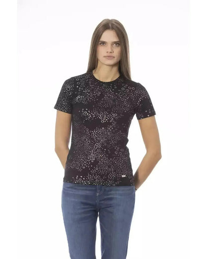 Baldinini Trend Women's Black Cotton Tops & T-Shirt - S - Scarlett Rolling