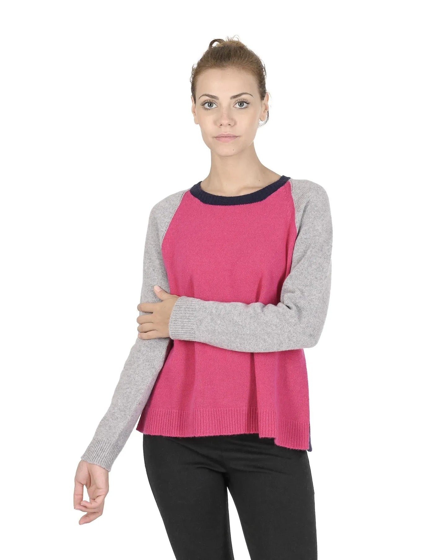 Crown of Edinburgh Cashmere Women's Round Neck Cashmere Sweater in Multicolor - 40 EU - Scarlett Rolling