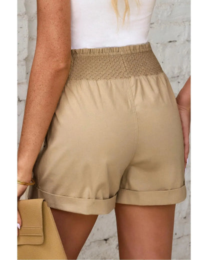 Azura Exchange Drawstring Khaki High Waist Shorts - L - ScarlettRolling