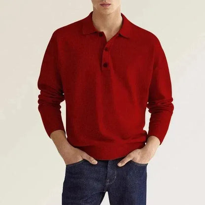 Long Sleeve Button Men's Top Polo Shirt - Scarlett Rolling