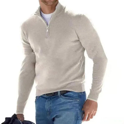 New long sleeved wool zipper men's casual polo shirt - Scarlett Rolling