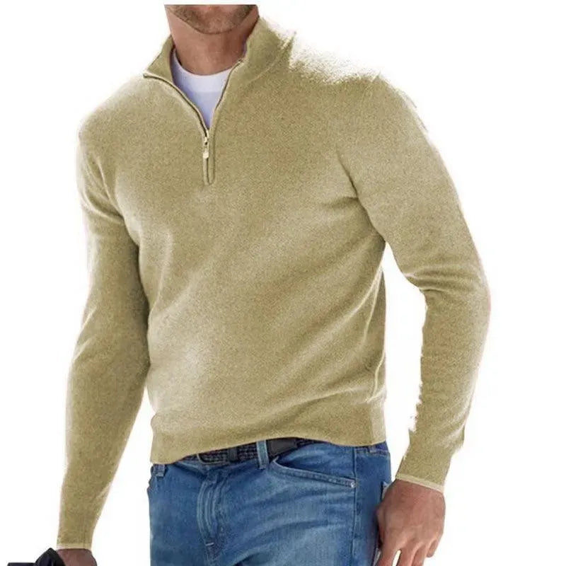 New long sleeved wool zipper men's casual polo shirt - Scarlett Rolling