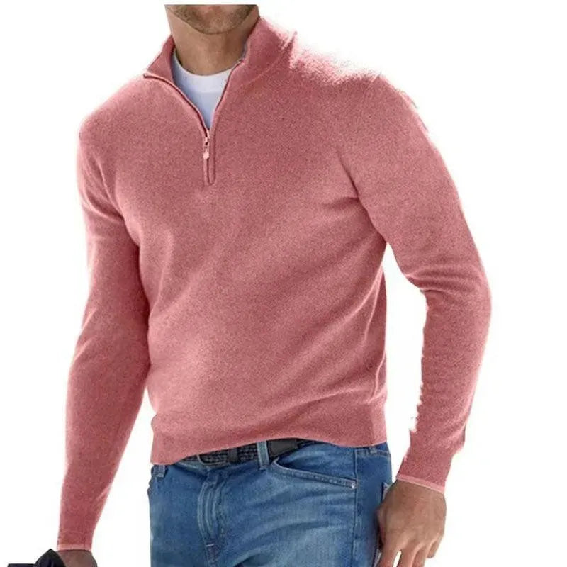 New long sleeved wool zipper men's casual polo shirt - Scarlett Rolling