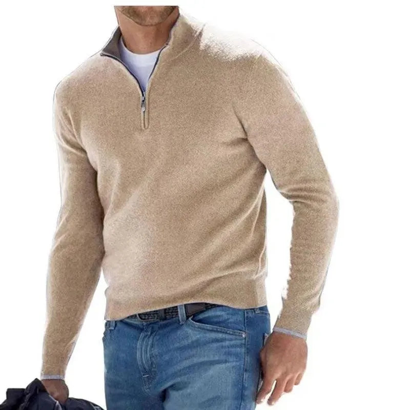 New long sleeved wool zipper men's casual polo shirt - Scarlett Rolling