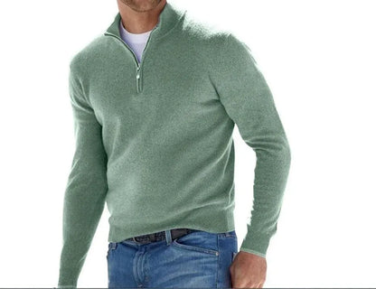 New long sleeved wool zipper men's casual polo shirt - Scarlett Rolling