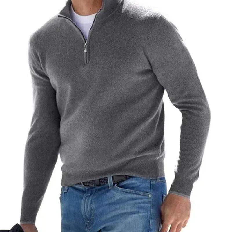 New long sleeved wool zipper men's casual polo shirt - Scarlett Rolling