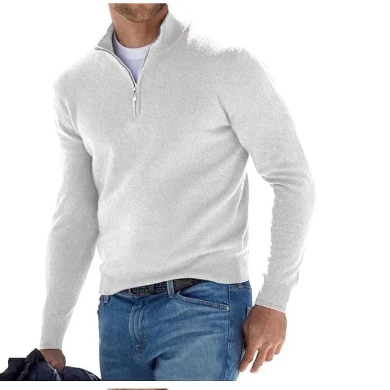 New long sleeved wool zipper men's casual polo shirt - Scarlett Rolling